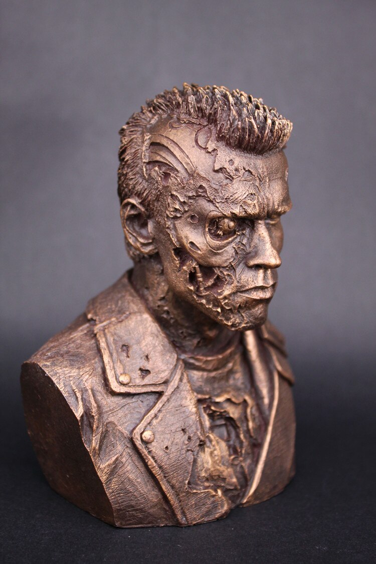 [Nouveau] 12cm Terminator T800 buste Arnold Schwarzenegger résine figure statue jouet bataille dommage Collection modèle bureau décoration