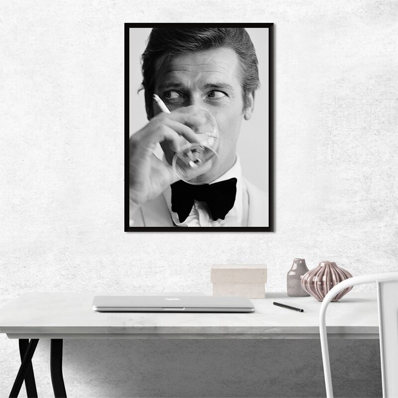 Film Star affiches et impressions Figure peinture James Bond toile photo pour la maison Design noir et blanc peinture maison chambre décor