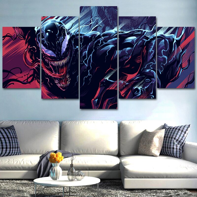 Venom – film alien 5 pièces, décor mural moderne, toile, image d'art, peinture imprimée HD sur toile pour salon