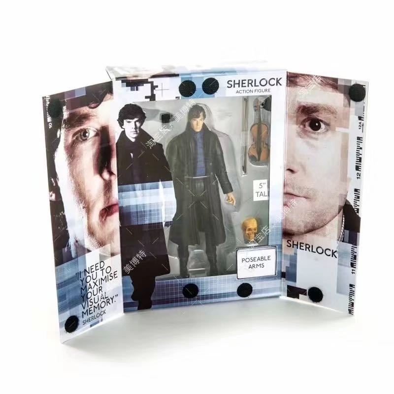 Poseable Arms – figurines de détective Sherlock 221B, lot de jouets, avec téléphone, violon, crâne, Collection cadeau