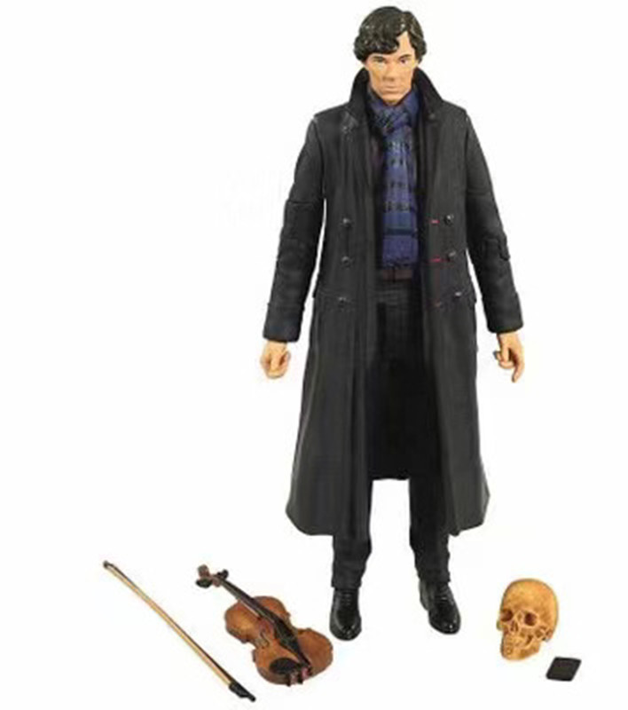 Poseable Arms – figurines de détective Sherlock 221B, lot de jouets, avec téléphone, violon, crâne, Collection cadeau
